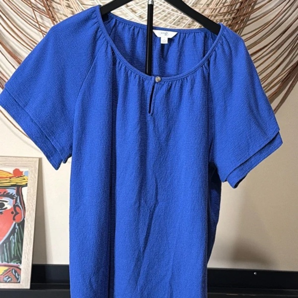 Terra & Sky Royal Blue Short Sleeve Scoop Neck Blouse
